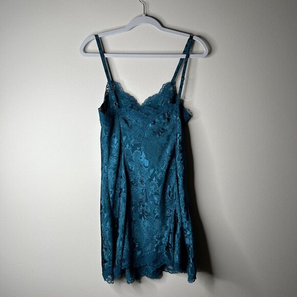 Victoria's Secret GOLD LABEL Blue Green Satin Nightgown Women's Size Medium M - Picture 6 of 6